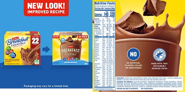 Purchase Carnation Breakfast Essentials Powder Drink Mix, Rich Milk Chocolate, Box of 22 Packets on Amazon.com