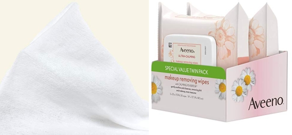 Purchase Aveeno Ultra-Calming Cleansing Oil-Free Makeup Removing Wipes for Sensitive Skin, 25 Count, Twin Pack on Amazon.com