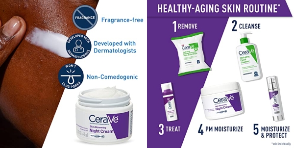 Purchase CeraVe Skin Renewing Night Cream, Niacinamide, Peptide Complex, and Hyaluronic Acid Moisturizer for Face, 1.7 Ounce on Amazon.com