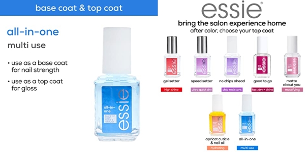 Purchase essie Top Coat Nail Polish, All In One Base Coat + Top Coat + Strengthener, 0.46 Fl. Oz. on Amazon.com