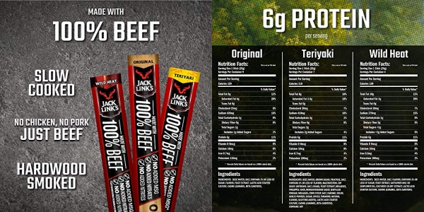 Purchase Jack Link's Beef Sticks, (9) Original, (7) Teriyaki, (4) Wild Heat, Protein Snack, 0.92 Oz (Pack of 20) on Amazon.com