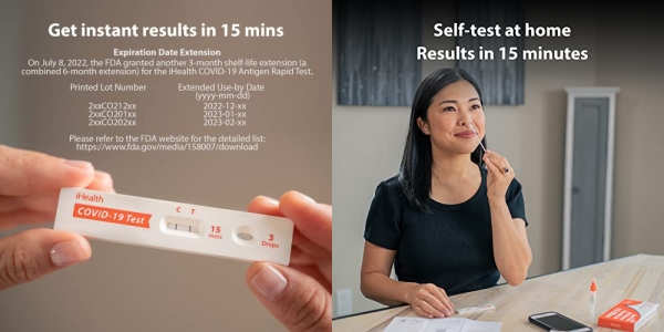 Purchase iHealth COVID-19 Antigen Rapid Test, 2 Tests per Pack, FDA Authorized, Non-invasive Nasal Swab on Amazon.com
