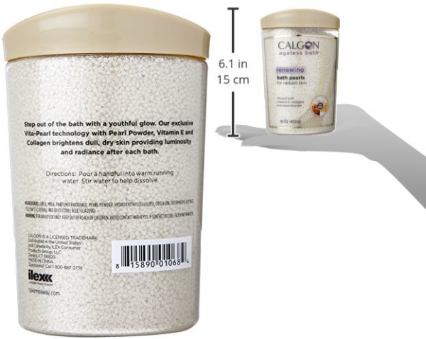 Purchase Calgon Ageless Bath Series Renewing Pearls (16-Ounce) on Amazon.com