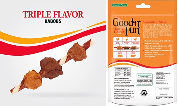Purchase Good'N'Fun Triple Flavored Rawhide Kabobs for Dogs on Amazon.com