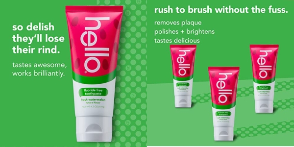 Purchase Hello Oral Care Kids Fluoride Free and SLS Free Toothpaste, Natural Watermelon, 4.2 Ounce on Amazon.com