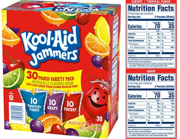 Purchase Kool-Aid Jammers Variety Pack 30 - 6 oz Pouches on Amazon.com