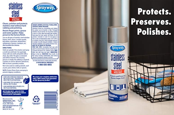 Purchase Sprayway SW148R Water-Based Stainless Steel Cleaner, 15 oz. on Amazon.com