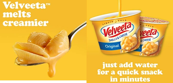 Purchase VELVEETA Original Microwavable Shells & Cheese Cups, 8 Count Box, Single Serving Cups with Delicious Velveeta Cheese Sauce, Convenient & Ready in 3.5 Minutes on Amazon.com