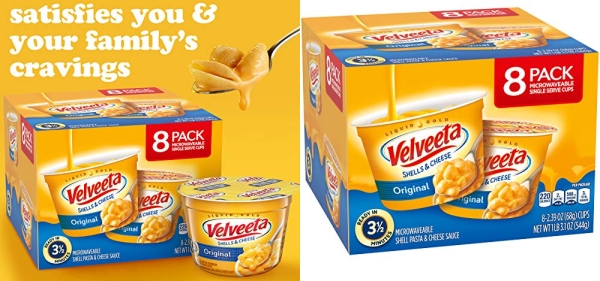 Purchase VELVEETA Original Microwavable Shells & Cheese Cups, 8 Count Box, Single Serving Cups with Delicious Velveeta Cheese Sauce, Convenient & Ready in 3.5 Minutes on Amazon.com