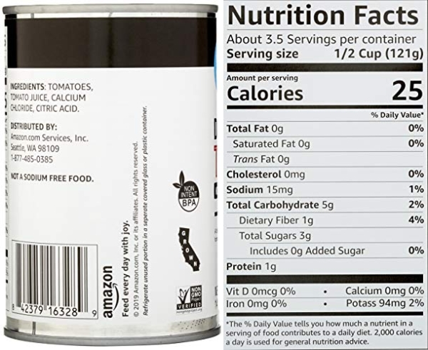 Purchase Amazon Brand - Happy Belly Diced Tomatoes, No Salt Added, 14.5 Ounce on Amazon.com