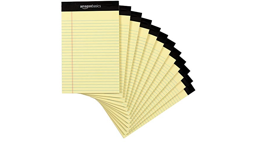 Purchase AmazonBasics Narrow Ruled 5 x 8-Inch Writing Pad - Canary (50 Sheet Paper Pads, 12 pack) at Amazon.com