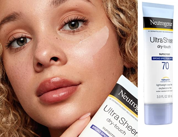 Purchase Neutrogena Ultra Sheer Dry-Touch Water Resistant and Non-Greasy Sunscreen Lotion with Broad Spectrum SPF 70, 3 Fl Oz on Amazon.com