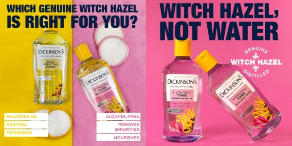 Purchase Dickinson's Enhanced Witch Hazel Hydrating Toner with Rosewater, Alcohol Free, 98% Natural Formula, 16 Fl. Oz. on Amazon.com
