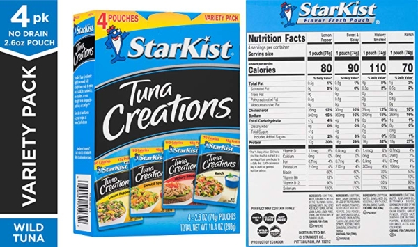 Purchase StarKist Tuna Creations, Variety Pack, 4 - 2.6 oz pouch (Total 10.4 Oz) on Amazon.com