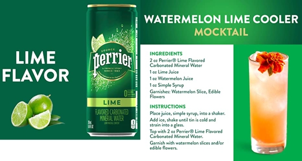 Purchase Perrier Lime Flavored Carbonated Mineral Water, 8.45 Fl Oz (30 Pack) Slim Cans on Amazon.com