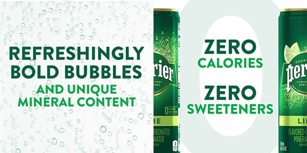 Purchase Perrier Lime Flavored Carbonated Mineral Water, 8.45 Fl Oz (30 Pack) Slim Cans on Amazon.com