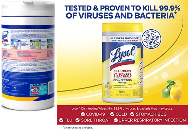 Purchase Lysol Disinfecting Wipes, Lemon & Lime Blossom, 320ct, (Pack of 4), 4X80 on Amazon.com