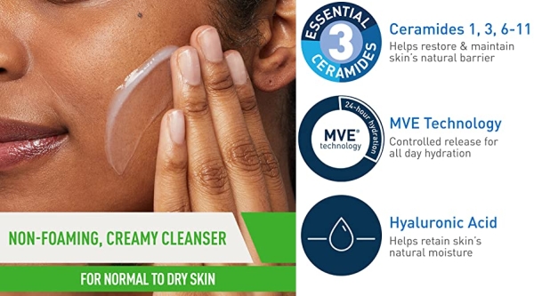 Purchase CeraVe Hydrating Facial Cleanser, Moisturizing Non-Foaming Face Wash with Hyaluronic Acid, Ceramides & Glycerin, 16 Fluid Ounce on Amazon.com