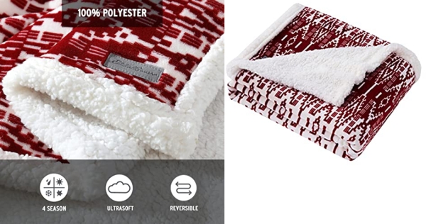 Purchase Eddie Bauer, Ultra-Plush Collection, Throw Blanket-Reversible Sherpa Fleece Cover, San Juan Red Clay on Amazon.com