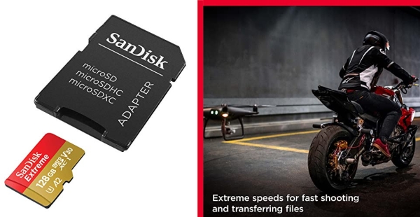 Purchase SanDisk 128GB Extreme microSDXC UHS-I Memory Card with Adapter on Amazon.com