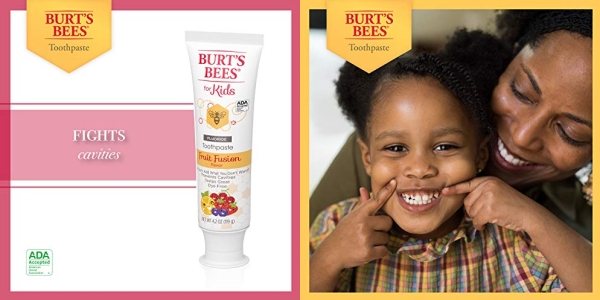 Purchase Burt's Bees Kids Toothpaste with Fluoride, Fruit Fusion, 4.2 oz, Pack of 4 on Amazon.com
