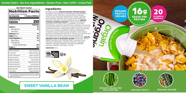 Purchase Orgain Organic Nutritional Shake, Sweet Vanilla Bean - Meal Replacement, 16g Protein, 21 Vitamins & Minerals, Gluten Free, Soy Free, Kosher, Non-GMO, 11 Ounce, 12 Count on Amazon.com