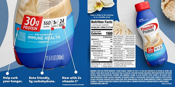 Purchase Premier Protein 30g Protein Shake, Vanilla, 11.5 Fl Oz Shake, (Pack of 12) on Amazon.com