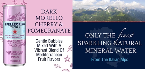 Purchase S.Pellegrino Essenza Dark Morello Cherry & Pomegranate Flavored Mineral Water, 11.15 Fl Oz Can (24 Pack) on Amazon.com