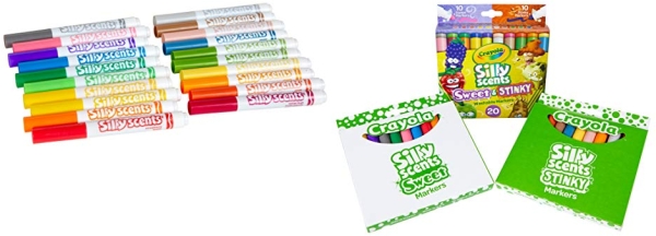 Purchase Crayola Silly Scents Sweet & Stinky Scented Markers, 20 Count, Washable Markers, Gift for Kids, Age 3, 4, 5, 6 on Amazon.com