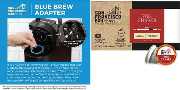 Purchase SF Bay Coffee Fog Chaser 80 Ct Medium Dark Roast Compostable Coffee Pods, K Cup Compatible including Keurig 2.0 on Amazon.com