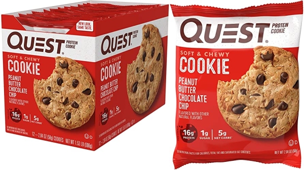 Purchase Quest Nutrition Peanut Butter Chocolate Chip Protein Cookie, Keto Friendly, High Protein, Low Carb, 12 Count Per Box on Amazon.com