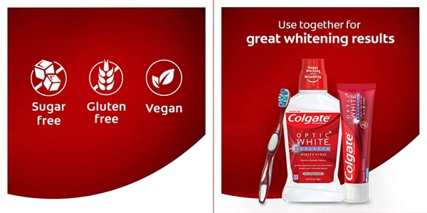 Purchase Colgate Optic White Advanced Teeth Whitening Toothpaste with Fluoride, 2% Hydrogen Peroxide, Sparkling White - 3.2 Ounce (3 Pack) on Amazon.com