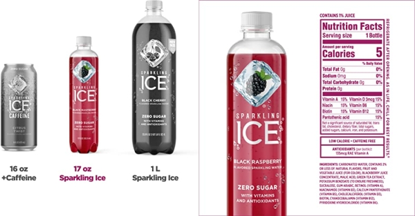 Purchase Sparkling Ice, Black Raspberry Sparkling Water, with Antioxidants and Vitamins, Zero Sugar, 17 fl oz Bottles (Pack of 12) on Amazon.com