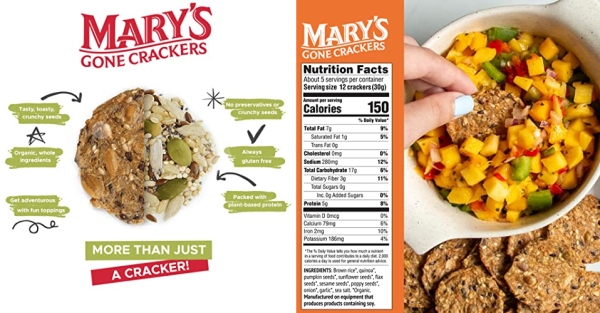 Purchase Mary's Gone Crackers Super Seed Crackers, Organic Plant Based Protein, Gluten Free, Everything, 5.5 Ounce on Amazon.com