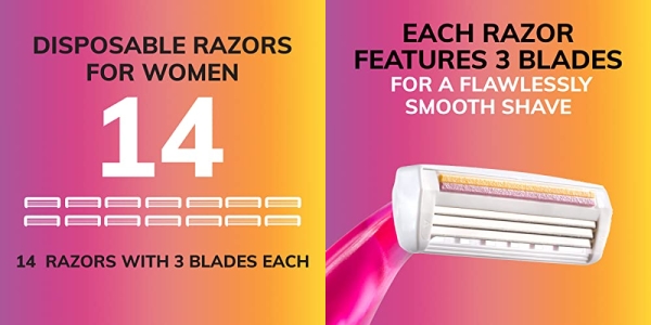 Purchase BIC Premium Disposable Razors for Women, Strip Soleil Color, 14-Count, 3 Blades on Amazon.com