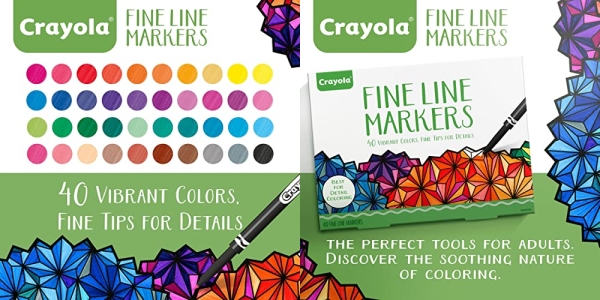 Purchase Crayola Fine Line Markers Adult Coloring Set, 40 Count on Amazon.com