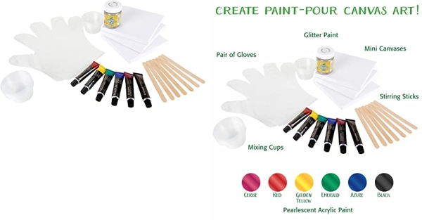 Purchase Crayola Siganture Paint-Pour Canvas Art Painting Kit, Marbleizing Mini Canvas, 29 Piece on Amazon.com