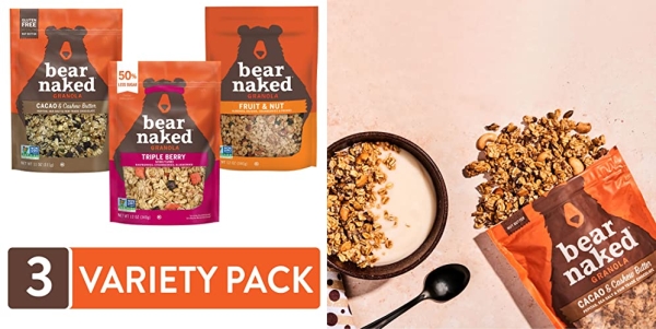 Purchase Bear Naked Granola Cereal, Vegetarian Breakfast Snacks, Bulk Pantry Staples, Variety Pack, 35oz Case (3 Bags) on Amazon.com