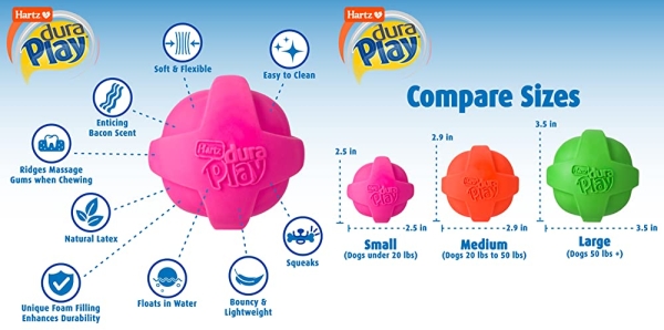 Purchase Hartz Dura Play Bacon Scented Squeak Ball Dog Toy on Amazon.com