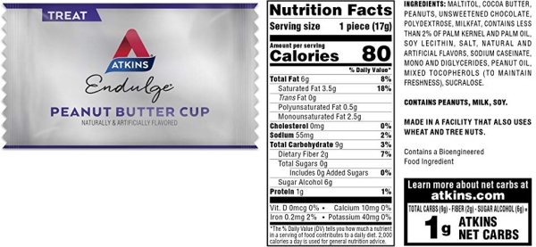 Purchase Atkins Endulge Treat Peanut Butter Cups. Rich Milk Chocolate Flavored Cup & Creamy Peanut Butter. Keto-Friendly. Value Pack (20 Pieces) on Amazon.com