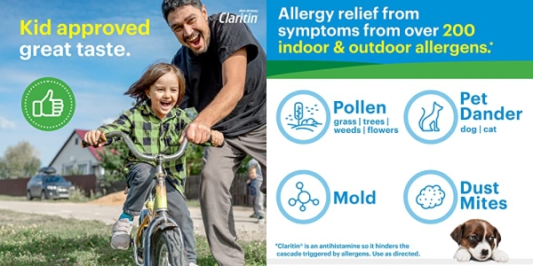 Purchase Claritin 24 Hour Allergy Chewables for Kids, Non Drowsy Allergy Relief, 40 Grape Antihistamine Tablets on Amazon.com