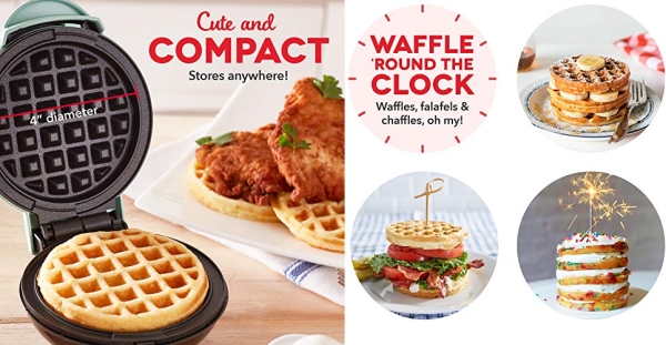 Purchase DASH DMW001AQ Mini Maker for Individual Waffles, Hash Browns, Keto Chaffles with Easy to Clean, Non-Stick Surfaces, 4 Inch, Aqua on Amazon.com