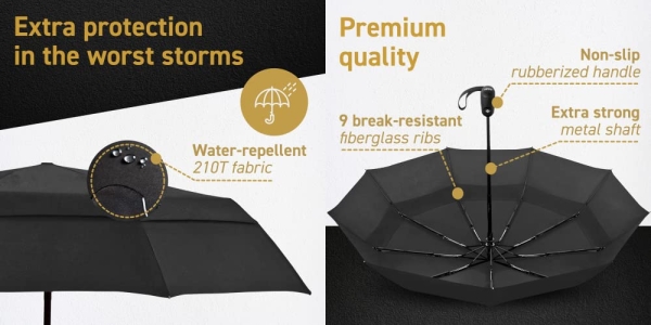 Purchase EEZ-Y Windproof Travel Umbrellas for Rain - Lightweight, Strong, Compact with & Easy Auto Open/Close Button on Amazon.com