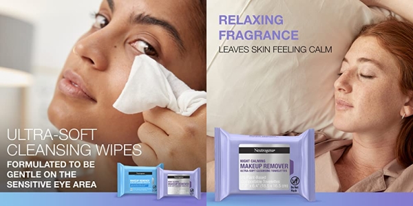 Purchase Neutrogena Day & Night Wipes, Makeup Remover Face Cleansing Towelettes & Night Calming Facial Cloths, 100% Plant Based Fibers Wipe Away Dirt, Alcohol-Free, 3 Packs of 25 ct, 75 ct on Amazon.com