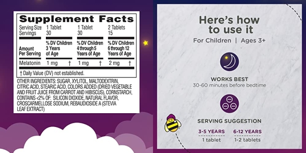 Purchase Zarbee's Kids Melatonin, Chewable Childrens Sleep Supplement, Drug-Free & Effective Nighttime Support, Natural Grape Flavor, 30 Ct on Amazon.com
