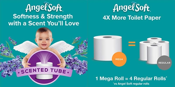 Purchase Angel Soft Toilet Paper with Fresh Lavender Scented Tube, 6 Mega Rolls = 24 Regular Rolls, 2-Ply Bath Tissue on Amazon.com