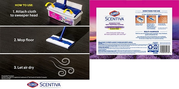 Purchase Clorox Scentiva Disinfecting Wet Mop Pad, Tuscan Lavender & Jasmine, 24 Ct, 2 Pack on Amazon.com