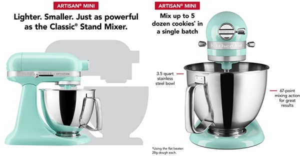 Purchase Kitchenaid Artisan Mini Plus 3.5-Qt. Tilt-Head Stand Mixer with Flex Edge Beater on Amazon.com