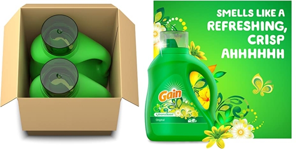 Purchase Gain Laundry Detergent Liquid Soap Plus Aroma Boost, Original Scent, HE Compatible, 90 Loads Total, 65 Fl Oz (Pack of 2) on Amazon.com