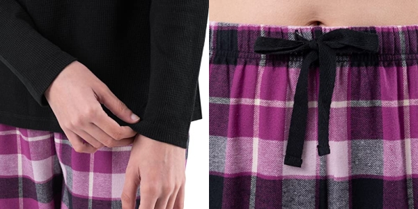 Purchase Fruit of the Loom Women's Waffle V-Neck Top and Flannel Pant Sleep Set on Amazon.com